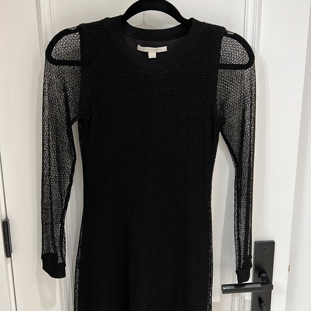 Jonathan Simkhai Black crochet long sleeve dress
